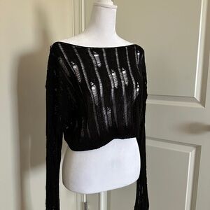 Zara Black Long Sleeve Knit Top
